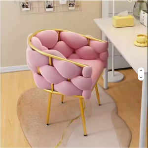 Silla de Maquillaje Estilo Crema de Lujo Ligero, Taburete Sencillo para Tocador con Respaldo, Silla de Comedor Popular en Instagram para Dormitorio de Niñas - Product Image 4