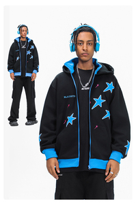 Wholesale Men's Winter Hoodies 100% Cotton Heavy Weight OEM Towel Embroidery Oversized Fit Zipper-Up - Product Image 5