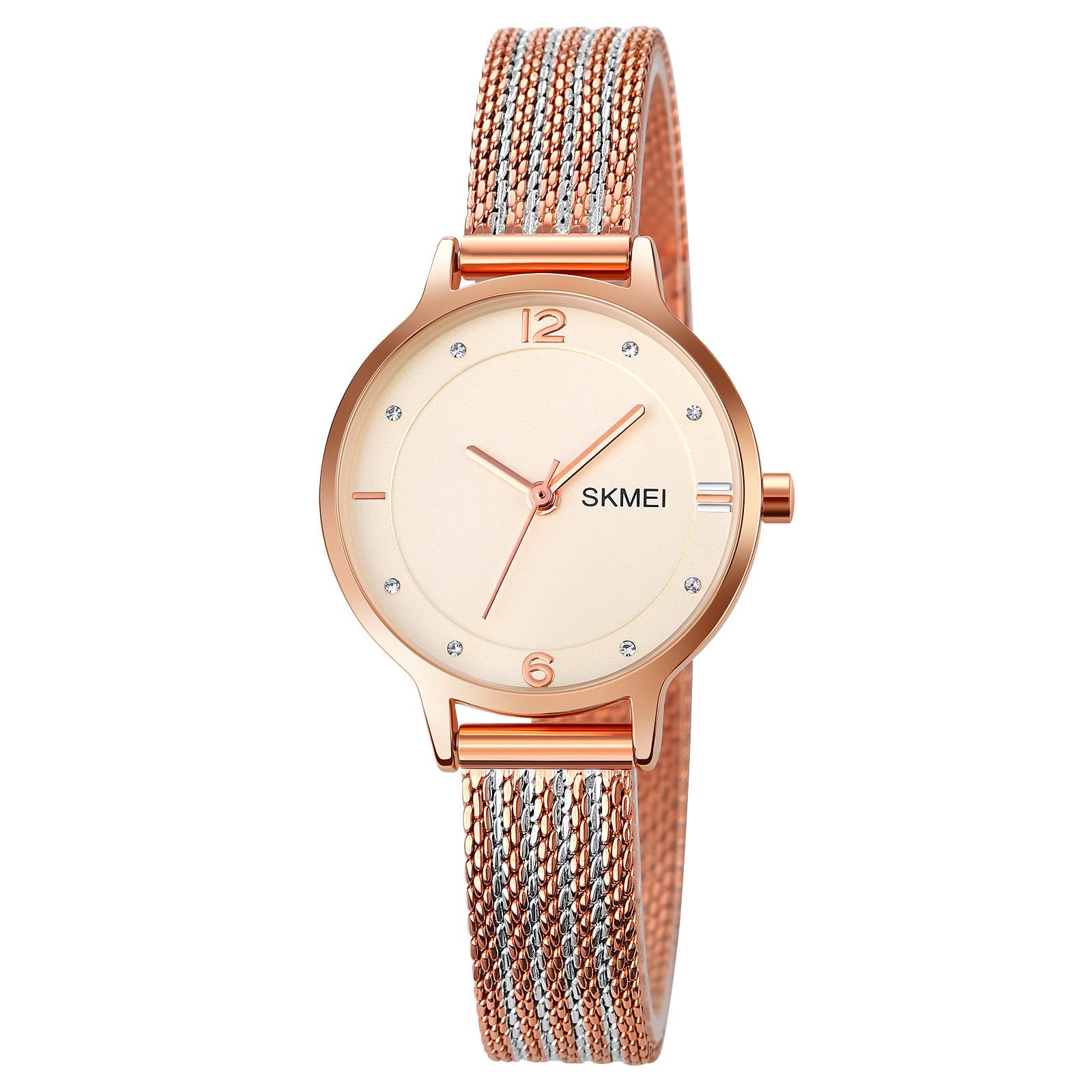 SKMEI 1874 Luxury Brand Diamond Quartz Ladies Rose Gold Watch Stainless  Steel Clock Dress Women Watch