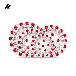Juego de Platos de Porcelana China con Diseño de Margaritas Rojas, Vajilla de Cerámica con Estampado Floral Hecho a Mano para Decoración de Bodas y Banquetes - Product Image 1
