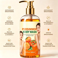 300ml Persimmon Douchegel met pomp voor een frisse dagelijkse douche en een zacht, schoon gevoel voor de huid. Fruit-geïnspireerde badverzorging, private label.