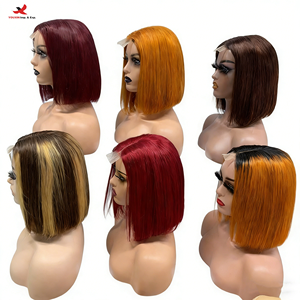 HQ Mixed Proc Discount Virgin Cuticle Aligned Hair Double Drawn Straight Bob Wig Kim Closure 100% Human Hair Lace Front Wigs - Product Image 2