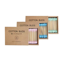 Boîte à tiroir en papier colorée pour bâtonnets de coton en bambou jetables personnalisés à double extrémité, pointus et ronds, pour rouge à lèvres