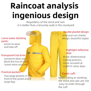 Venta al por mayor grueso adulto Split reflectante impermeable traje hombres mujeres sitio de construcción protección laboral al aire libre impermeable lluvia - Product Image 3