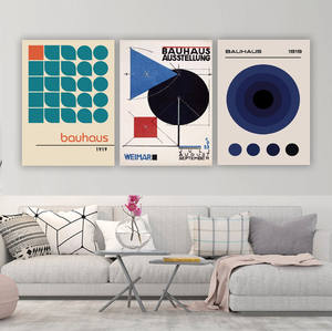 Toile murale d'exposition Bauhaus 1919, décoration géométrique de Weimar, peinture minimaliste, impression sur toile Bauhaus, blocs de couleur - Product Image 3