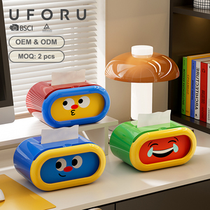Boîte à mouchoirs personnalisée UFORU à tirer pour restaurant, hôtel, décoration de bureau avec carte de message interchangeable, boîte à mouchoirs en plastique - Product Image 1