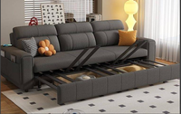Nuevo Modelo de Sofá Cama Minimalista Moderno, Doble Uso, Multifuncional, con Almacenamiento Integrado, Plegable, Color Crema, para Uso Doméstico, Pequeño