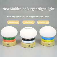 Cadeau créatif Veilleuse à hamburger LED rechargeable par USB Lampe de chevet 3 couleurs à gradation tactile pour chambre d'enfant