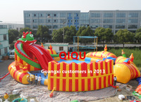 Parc aquatique gonflable commercial QIQU, PVC Sijia 0,55 mm, certifié CE, capacité de 50 à 300+ personnes, conception modulaire, parcs extérieurs