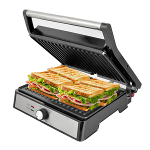 Griglia Elettrica <span class=keywords><strong>Piastra</strong></span> <span class=keywords><strong>Tostapane</strong></span> 6/8 Fette Tostiera per Sandwich Griglia Piatta da Interno con Coperchio in Vetro Griglia Senza Fumo - Product Image 6