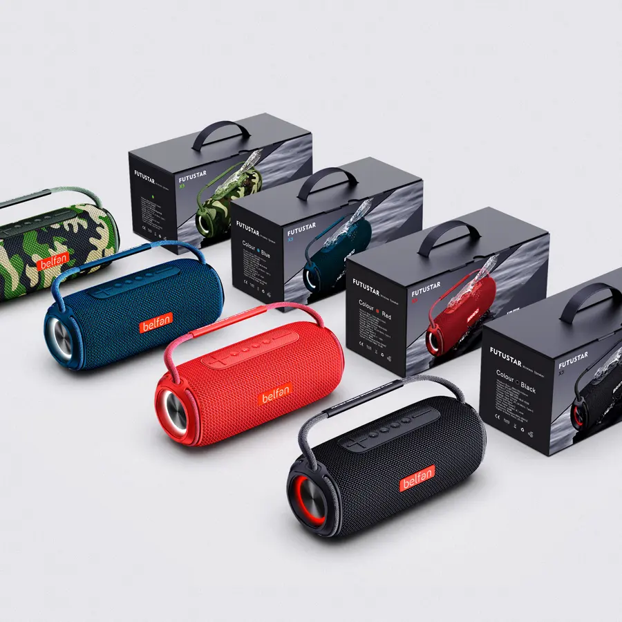 BOOMBOX Speaker bluetooth nirkabel, Speaker Bluetooth portabel dengan mikrofon nirkabel Bluetooth