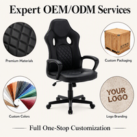Chaise de jeu ergonomique en cuir PU, chaise de bureau durable de style racing, pivotante et inclinable