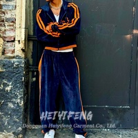 Vêtements personnalisés de haute qualité, veste en velours zippée et pantalon en velours, ensemble de jogging décontracté surdimensionné, survêtement en velours