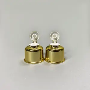 Electroplate Golden Silver Flip Top Cap Hand Cream Toner PET PE Bottle 24/410 Bell Shape Snap Top Caps