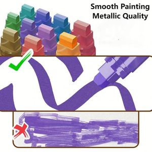 Lot de 12 marqueurs acryliques métalliques jumbo de 15 mm à pointe feutre pour graffiti sur papier, bois, pierre, tissu - pour projets artistiques - Product Image 3
