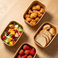 Boîtes alimentaires carrées jetables en kraft biodégradables, recyclables, résistantes à l'eau, sans BPA, micro-ondables, écologiques, avec logo personnalisé