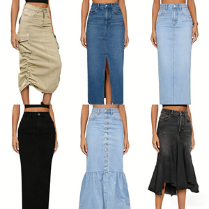 Tono <span class=keywords><strong>Beige</strong></span> y Detalle de Bolsillo <span class=keywords><strong>Cargo</strong></span> Fruncido, Mezclilla Oscura y Diseño de Pierna con Abertura Alta, Lavado Claro y Silueta Recta Minimalista - Product Image 1