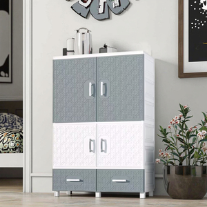 Organizador de armario de plástico de 3 capas para bebé con cajones de almacenamiento, puertas para el hogar, dormitorio, estilo antiguo, cajones de almacenamiento de ropa para niños - Product Image 1