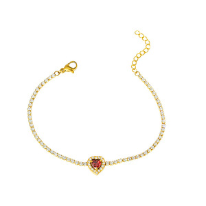 Heart-Shaped CZ Tennis <b>Bracelet</b>|10MM Big Gem Charm | 18K PVD Gold Stainless Steel <b>Adjustable</b> Jewelry | No Fading&Hypoallergenic - Product Image 5