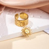 HL Trendiger Exquisiter Einzigartiger 18K Vergoldeter Edelstahl Verstellbarer Ring für Damen