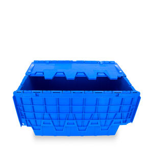 Contenitore di Stoccaggio in Plastica Blu Impilabile con Coperchio Attaccato per Traslochi - Product Image 5