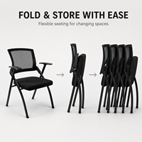 Chaise de formation moderne pliable en maille pour cadres, avec siège rembourré, accoudoirs et tablette d'écriture optionnelle, vente en gros usine pour conférences