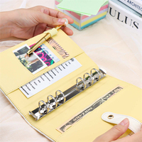 Carnet/Agenda A6 en tissu à motif cœur, rechargeable, à 6 anneaux, avec fermeture à bouton-pression, pour l'école ou l'organisation