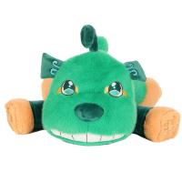 Peluche chiot vert en position couchée, grands yeux, adorable chien en peluche, mascotte personnalisée