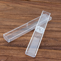 Étuis à crayons en plastique acrylique transparent carrés, bon marché, en stock, pour étudiants, école, fournitures de bureau