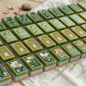 Mahjong Hecho a Mano en Verde Salvia con Espíritu Chino Tradicional, Perfecto para Hogares Internacionales - Product Image 3