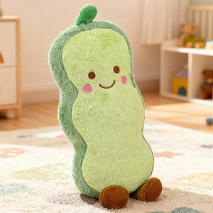 Cuscino Peluche a Forma di Guscio di Pisello Verde da 14 Pollici, Morbido, con Faccina <span class=keywords><strong>Sorridente</strong></span> e Gambe di Animale Marrone, Simpatico Regalo per Bambini e Adulti, Ideale per Abbracciare e Dormire - Product Image 3