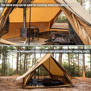 Tente de <span class=keywords><strong>camping</strong></span> carrée quatre saisons Hot Cabin <span class=keywords><strong>Chalet</strong></span> 70 Pro, tente murale portable avec cheminée, deux poteaux, pour 2-3 personnes, randonnée - Product Image 5