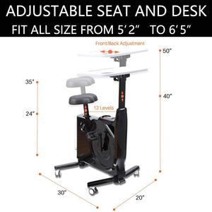 RUIBU 2023 vélo stationnaire pour bureau à domicile vélo d'appartement magnétique à 8 niveaux avec siège réglable et table de bureau - Product Image 3
