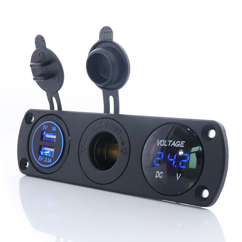 Кулисный выключатель с 3 отверстиями, 12 В, два выхода USB, розетка прикуривателя для RV Marine