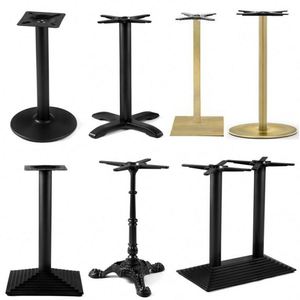 WEKIS Industrial Square Rectangle Metal Dining Coffee Bar Table Stainless Steel Table Base <b>Gold</b> Black Cast Iron Table Base - Product Image 1
