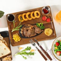 Cadeau de déménagement : Assiettes à steak, Plateau de service pour charcuterie, Planches à découper en bois d'acacia pour manger