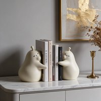 Ensemble d'entretoises à livres en céramique Embracing Pear, finition mate, couleur crème vanille, minimalistes, supports de livres modernes, décoration pour la maison et le bureau, cadeau romantique