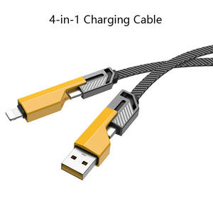 Paduan Seng Pd Empat-Dalam-Satu untuk Kabel Pengisian Daya Super Cepat Huawei Tipe-C Jalinan Nilon Data Ponsel Pengisian Cepat Multi-Fungsi - Product Image 1