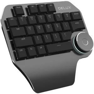 DELUX T11 Aluminium Aloi 29 Tombol, Tombol Pintasan Keyboard Satu Tangan, Alat Bicara, Keyboard Kabel USB Datar