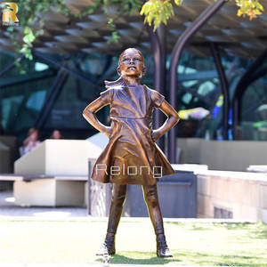 RELONG famoso diseño tamaño real bronce intrépido chica estatua escultura para la venta - Product Image 2