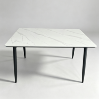 Table à manger rectangulaire en pierre frittée de style nordique, finition marbre de luxe, meubles de cuisine avec pieds en fer noir