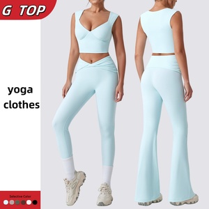 New V-neck <strong>Sports</strong> Underwear European and <strong>American</strong> Sexy Push-up <strong>Bra</strong> Waist Lift Hip Peach Pants Running Yoga Fitness Suit - Product Image 1