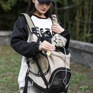 OEM özel kedi sırt çantası lüks tarzı büyük kapasiteli taşınabilir naylon Logo ile evcil hayvan çantası küçük evcil hayvan taşıyıcı araba artefakt tarzı - Product Image 3