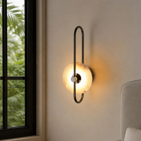 Applique murale en albâtre, lampe de chevet, luminaire mural en pierre, cadre en marbre et fer, applique murale LED minimaliste pour hôtel, couloir, salon, villa