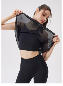 Women Bow Tie Halter 2 In 1 Mesh Overlay Yoga Tank <b>Top</b> Built In Padded Sleeveless <b>Flowy</b> Loose Cover Up Breathable Workout Vest - Product Image 2
