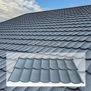 Tuiles de toiture modernes en acier revêtu de pierre, ignifuges, durables, résistantes au vent, pour hôtels, villas, appartements - Product Image 1