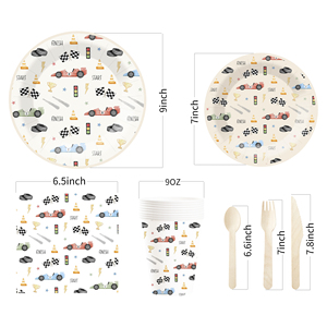 DAMAI - Vajilla Desechable Personalizable con Temática de Autos para Fiestas de Cumpleaños Infantiles, Platos de Papel Desechables - Product Image 6