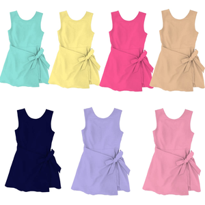 Vestido Deportivo Floral de Verano Personalizado para Niñas, con Lazos, Shorts, Forro de Algodón y Spandex, para Yoga y Uso Casual - Product Image 1