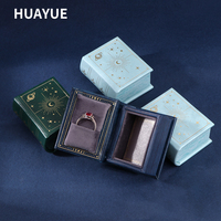 Boîte d'emballage de bijoux en cuir PU en forme de livre, style personnalisé Huayue, pour boucles d'oreilles et colliers