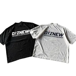 DIZNEW OEM工厂高品质加大码男士素色t恤定制标志印花街头嘻哈300gsm t恤